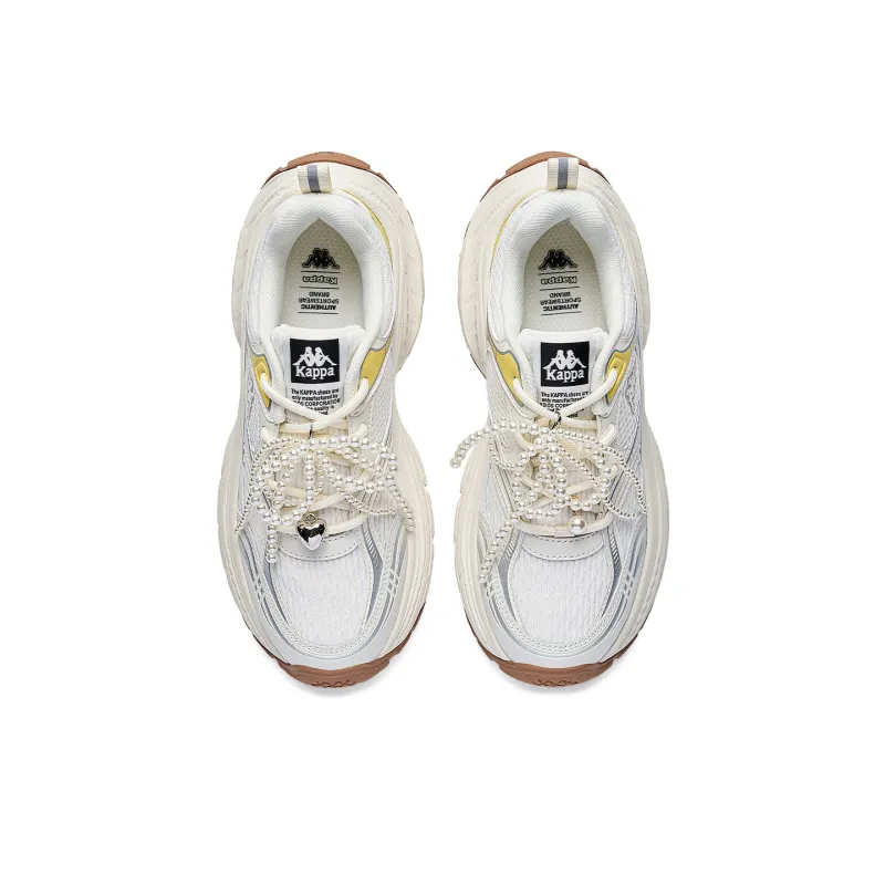 Kappa Back to Back Anti Slip And Wear Resistant Height Increasing Low Top Chunky Sneakers Women's White Silver-3