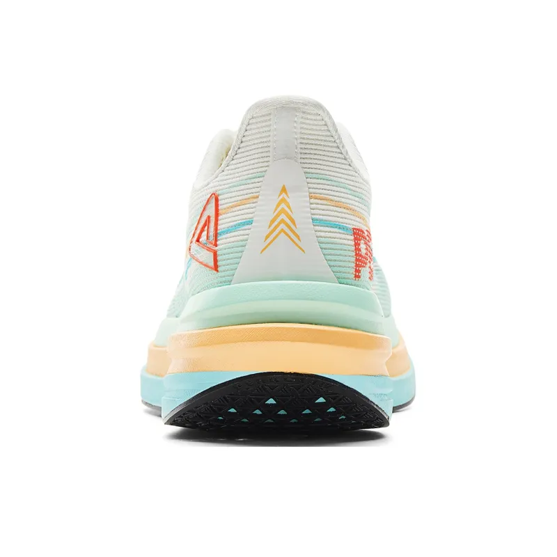 PEAK Cushioning Rebound Abrasion Resistant Breathable Slip Resistant Low Top Running Shoes Men's White Orange Green-4