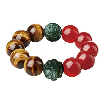 Moonstone Edge Tiger's Eye Stone Bracelets Men's