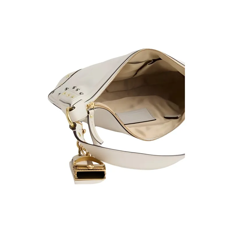 COACH Hamptons Leather Hobo Bag, Handbag, Shoulder Bag Tubas Women's White & Brass-4