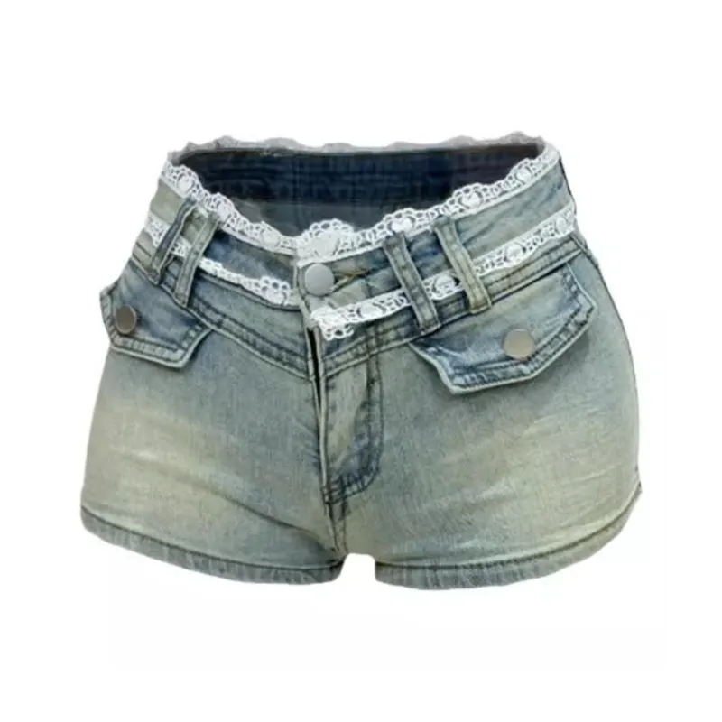 RENBEN Denim Shorts Women's Light Blue-0