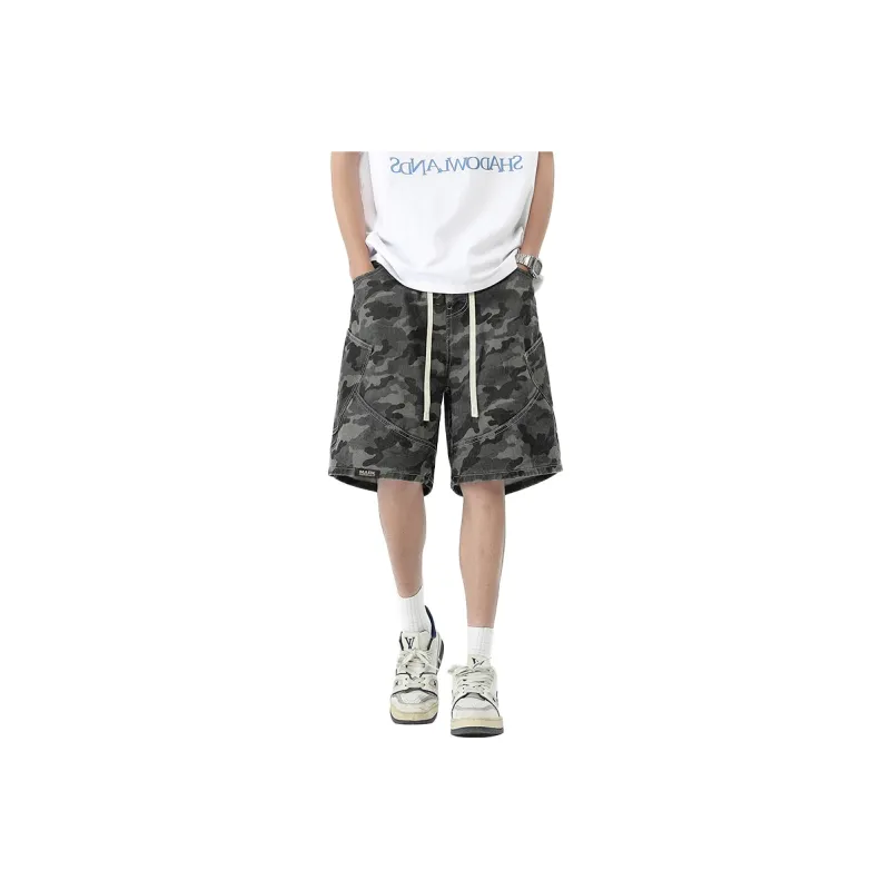 FAIRWHALE Denim Shorts Men Camouflage-0