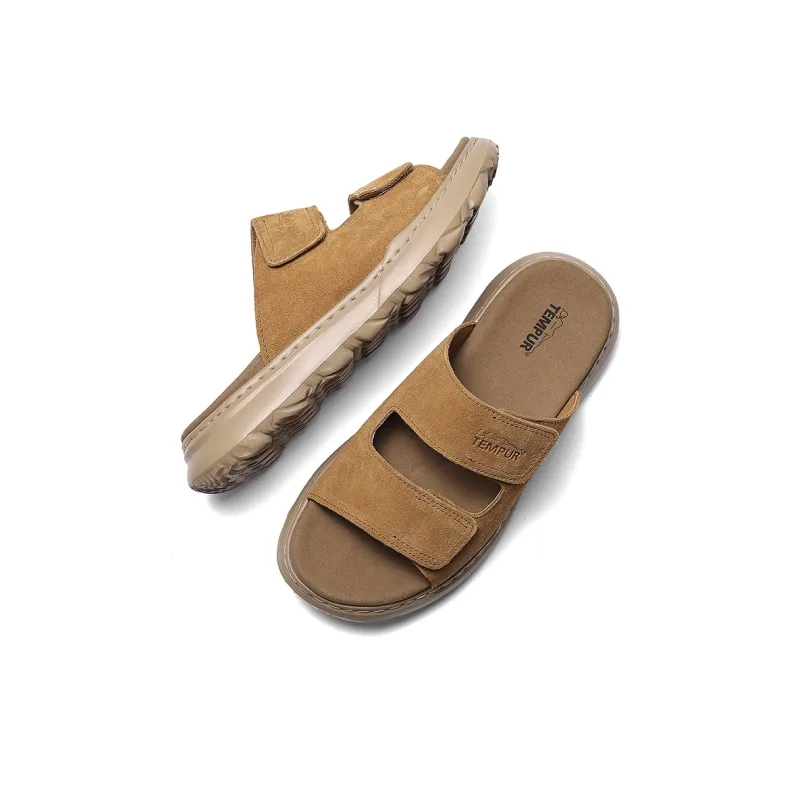 TEMPUR Slip Resistant Slide Slippers Men's Wheat Ear Brown-4