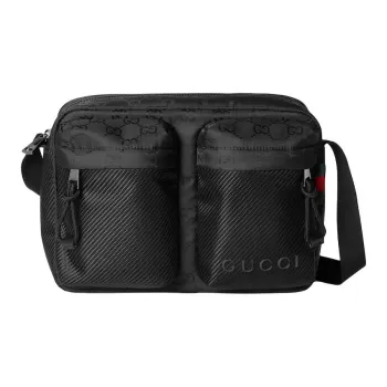 GUCCI Nylon Shoulder Bag, Crossbody Bag Trumpets Men's Black
