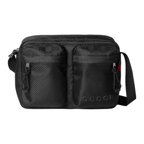 GUCCI Nylon Shoulder Bag, Crossbody Bag Trumpets Men's Black