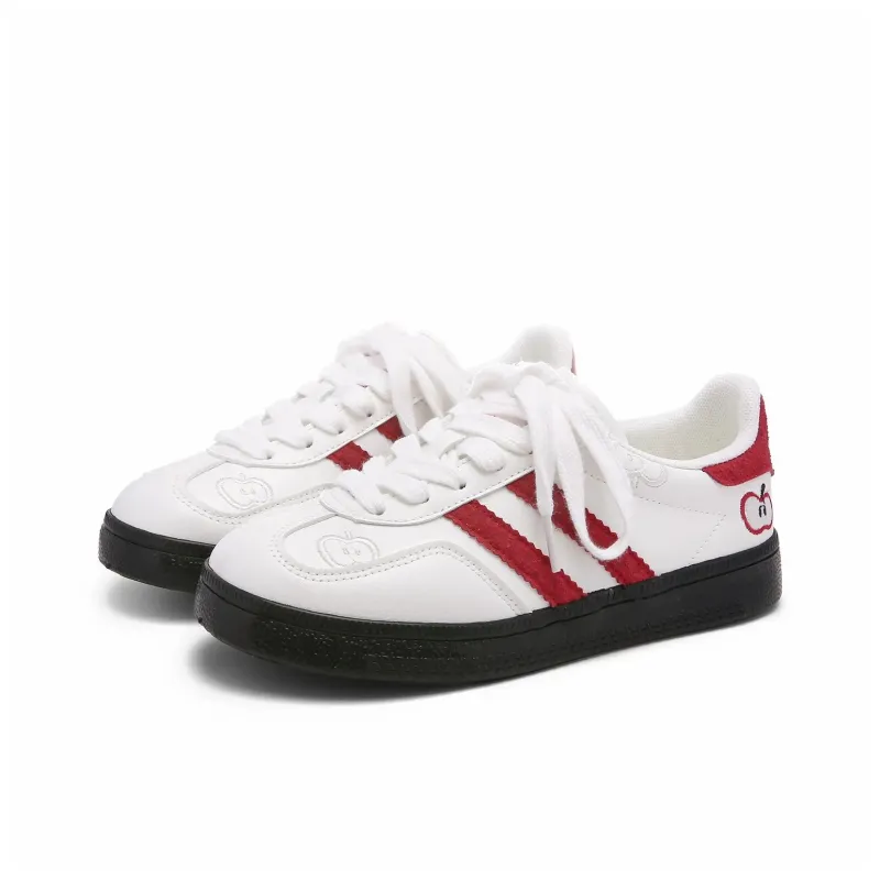 ABCIO Skateboard Shoes Women's Low Top Red Apple/White Red/Green Apple-7