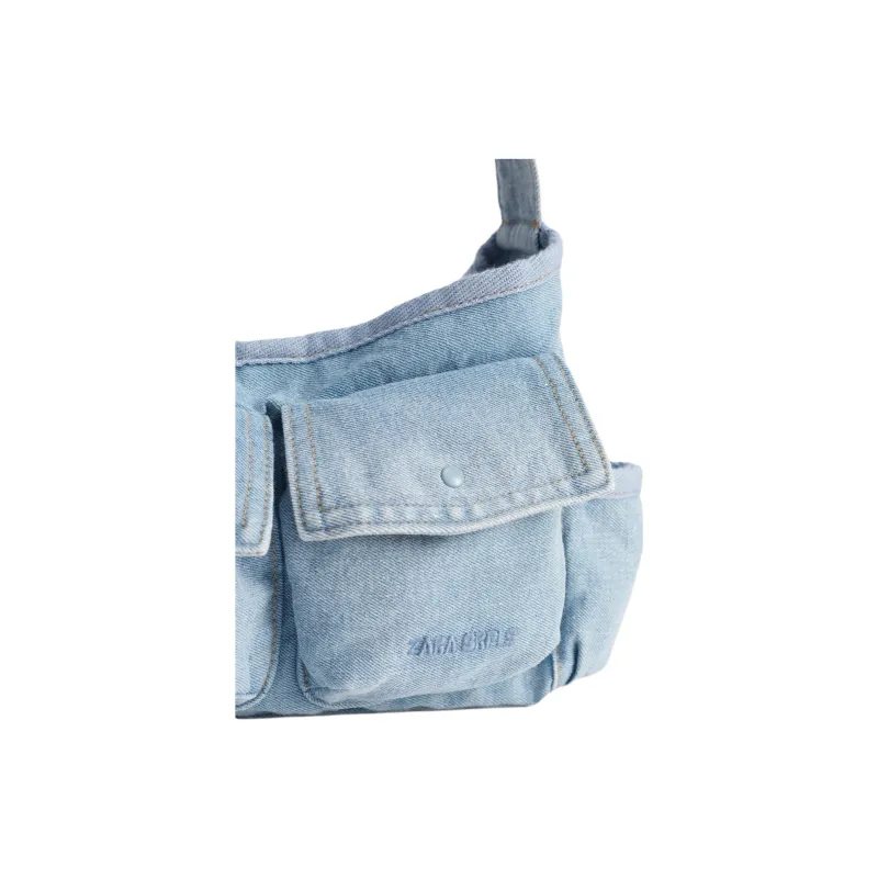 ZARA SRPLS Series Cotton Shoulder Bag, Crossbody Bag Women's Blue-3