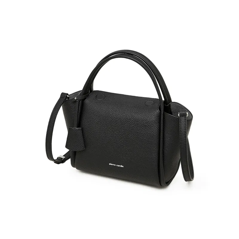 PIERRE CARDIN Cow Leather Shoulder Bag, Crossbody Bag, Handbag Regular Women's Black/Beige/Elephant Gray-5