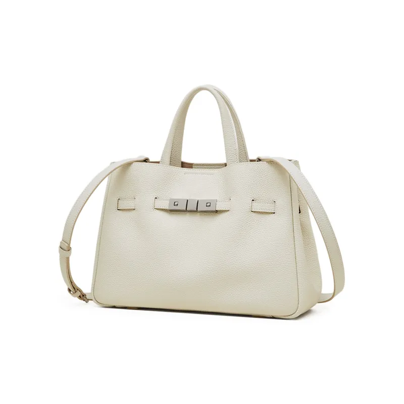 PIERRE CARDIN Cow Leather Shoulder Bag, Handbag Tubas Women's Black/Beige/Elephant Gray-4
