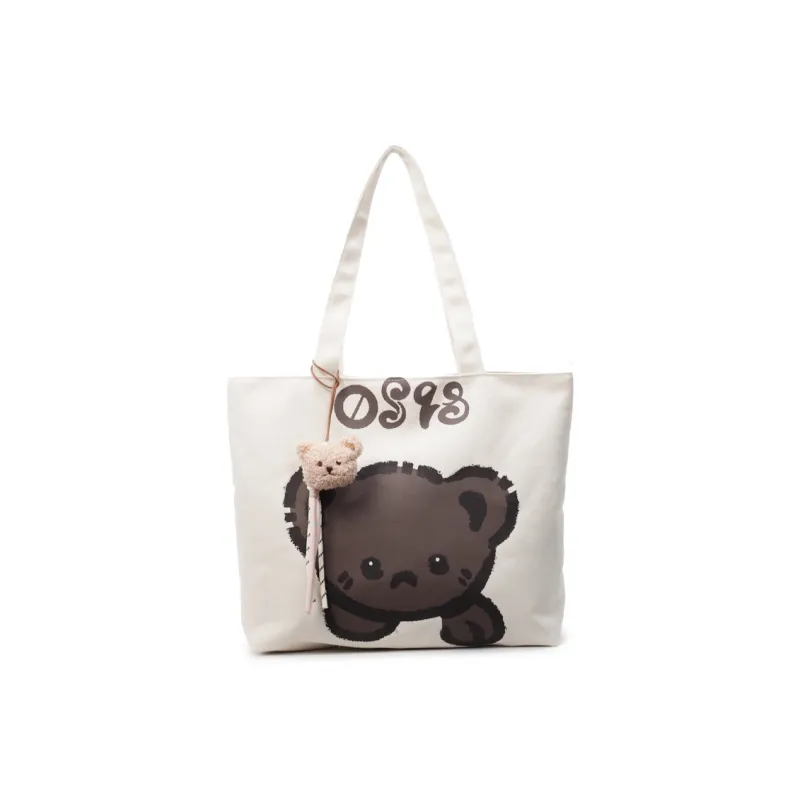 Kewuku Canvas Shoulder Bag Regular Unisex White-5
