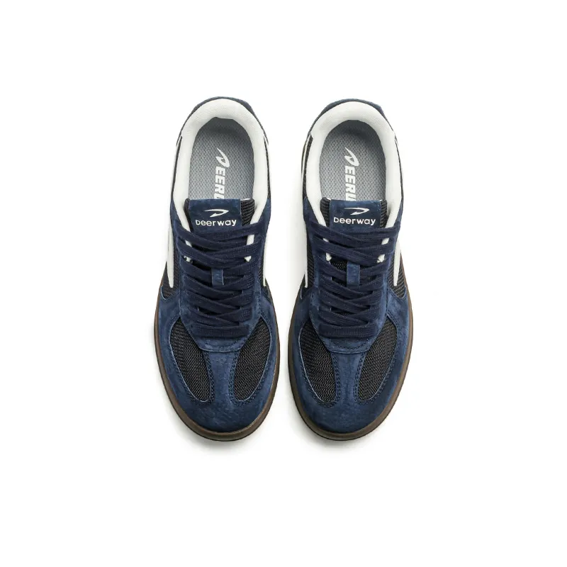 DEERWAY Abrasion Resistant Lightweight Height Increasing Low Top Casual Shoes Unisex Navy Blue-3