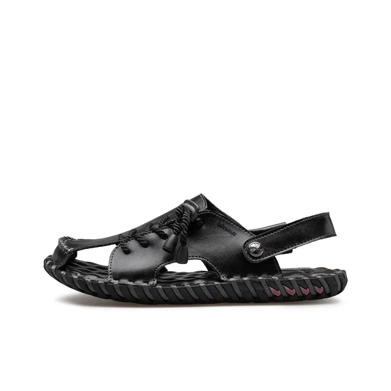 Wen Nai One Strap Sandals Men's Black-0
