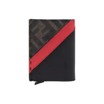 FENDI Coated Fabric With Leather Accents Sliding Card Holder Men's Multicolor
