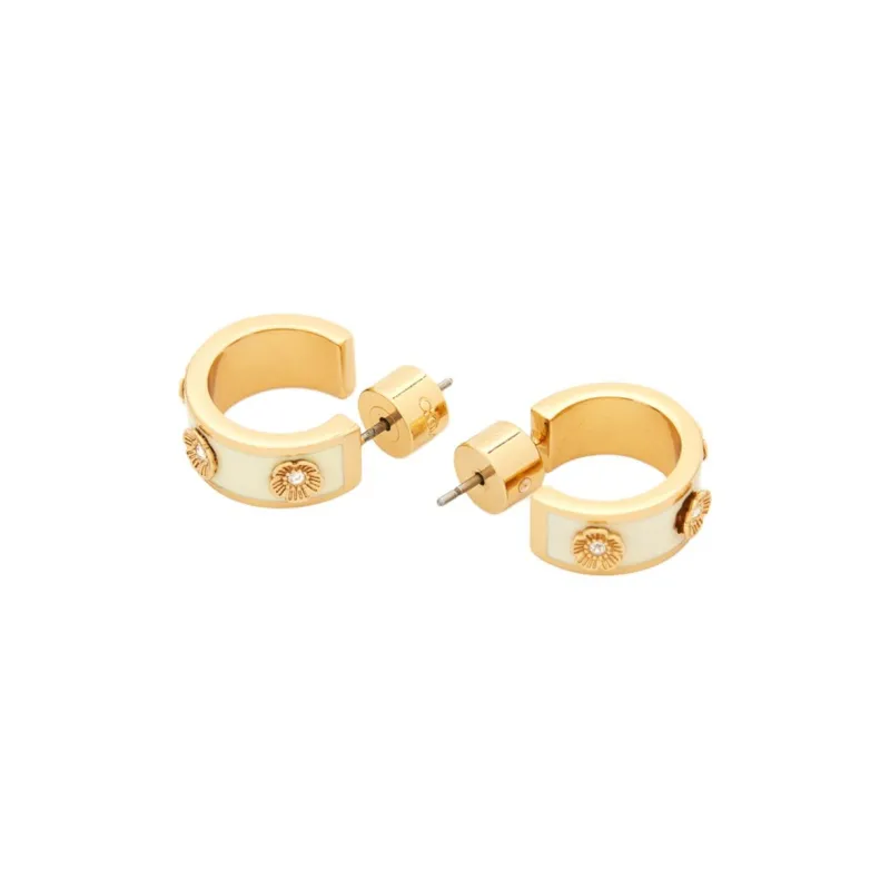 COACH Brass, Glass, Titanium, Zircon, Enamel Earrings Women's Gold-2