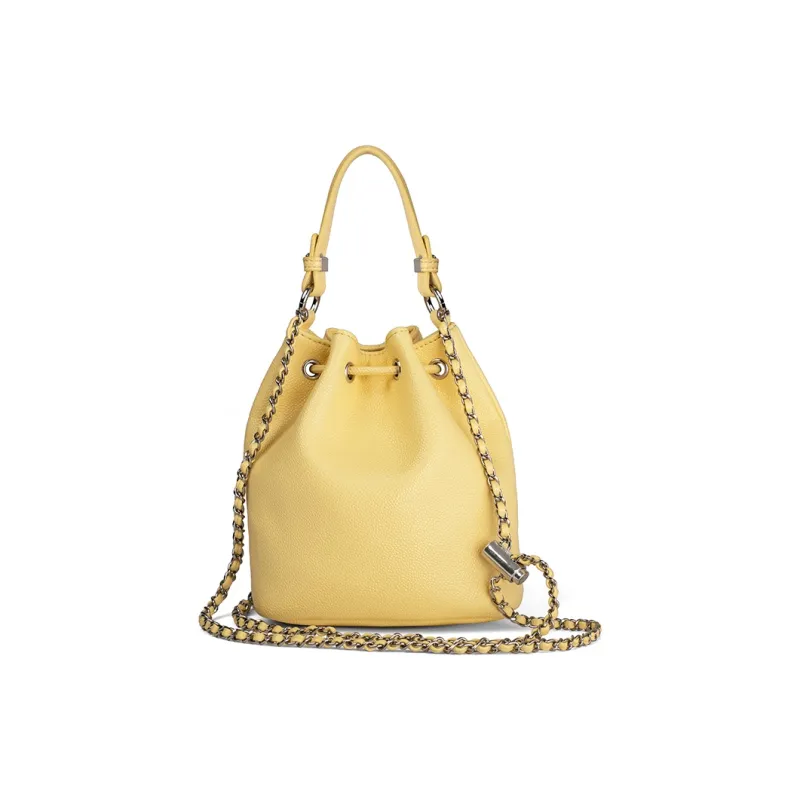 Disney Synthetic Leather, Textile Mosaic Bucket Bag, One Shoulder Handbag Women's Yellow-2
