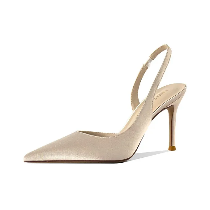 Lan Miao Slim Heel High Heels 8CM Women's Champagne-3