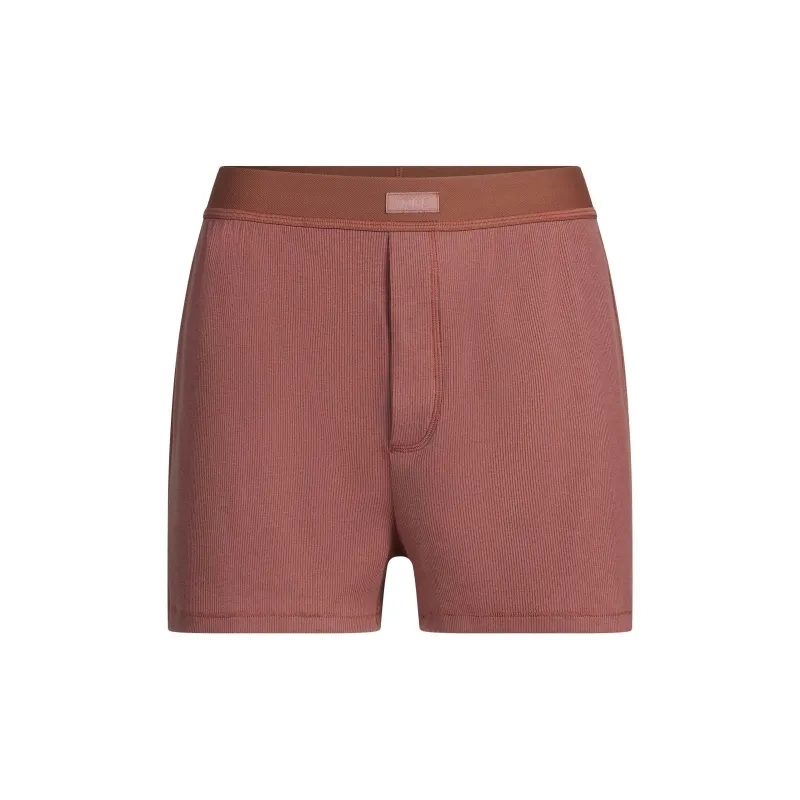 SKIMS COTTON RIB LOOSE BOXER Shorts Women's 1 Pack-0