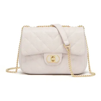 CNOLES Microfiber Synthetic Leather Crossbody Bag Shoulder Bag Regular Women's Diamond Pattern Milk White