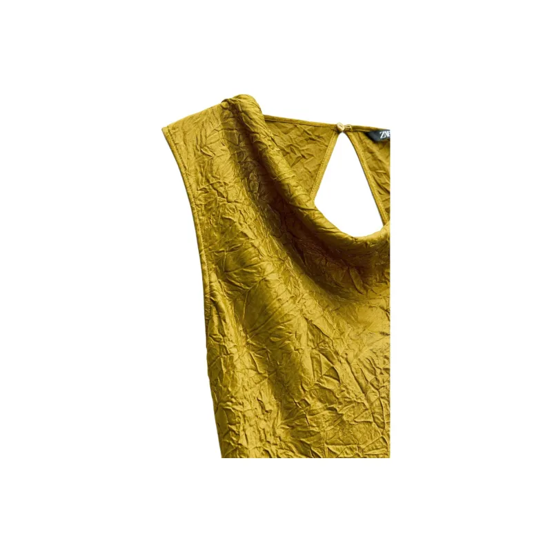 ZARA Sleeveless Dress Women's Olive Green-3