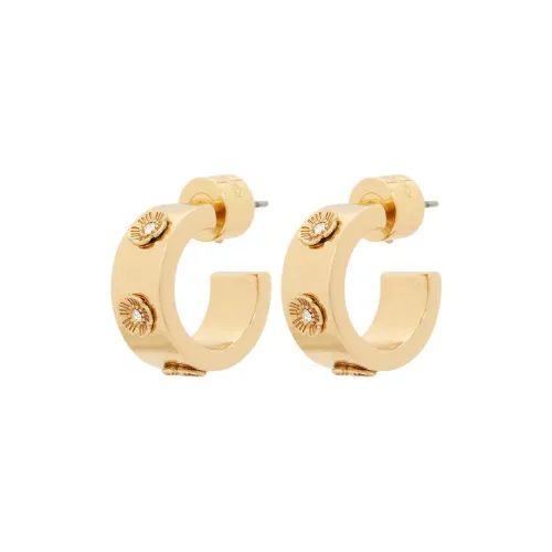 COACH Brass, Glass, Titanium, Zircon Earrings Women's Gold