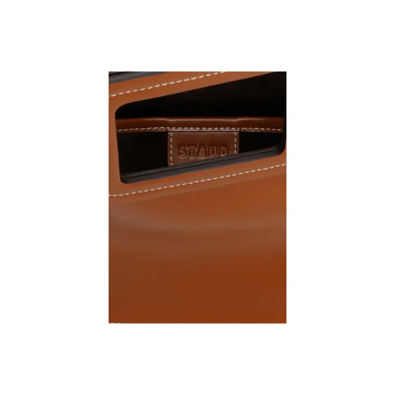 Staud Leather One Shoulder Handbag Women's Brown-3