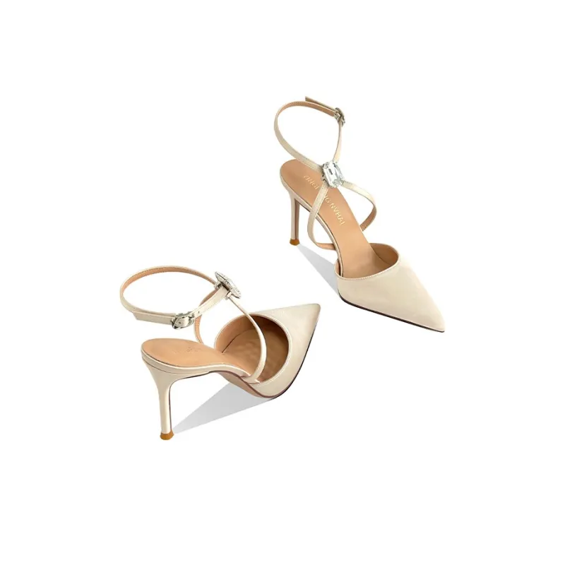 Lan Miao Slim Heel High Heels 8CM Women's Champagne-3
