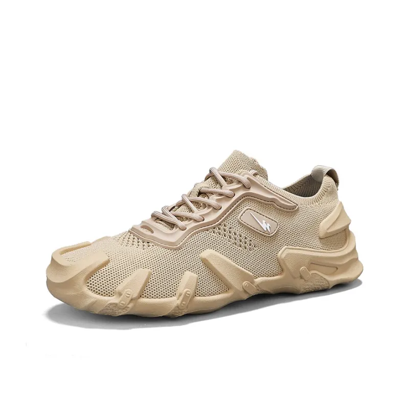 Binary Breathable And Lightweight Low Top Casual Shoes Men's Khaki-2
