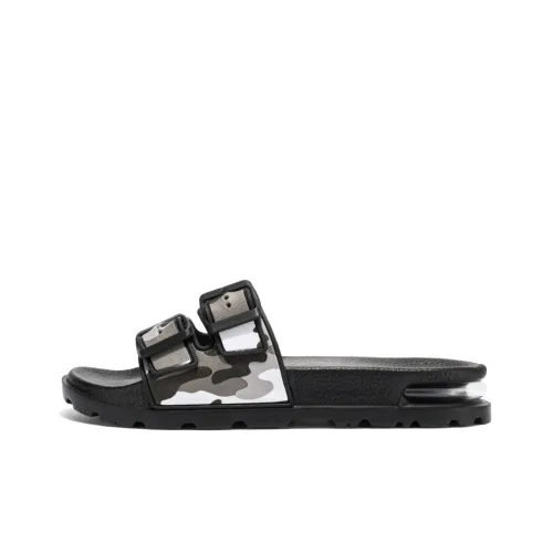 MIIOW Rubber Sole Leather Patchwork Slip Resistant Abrasion Resistant Slide Slippers Men's