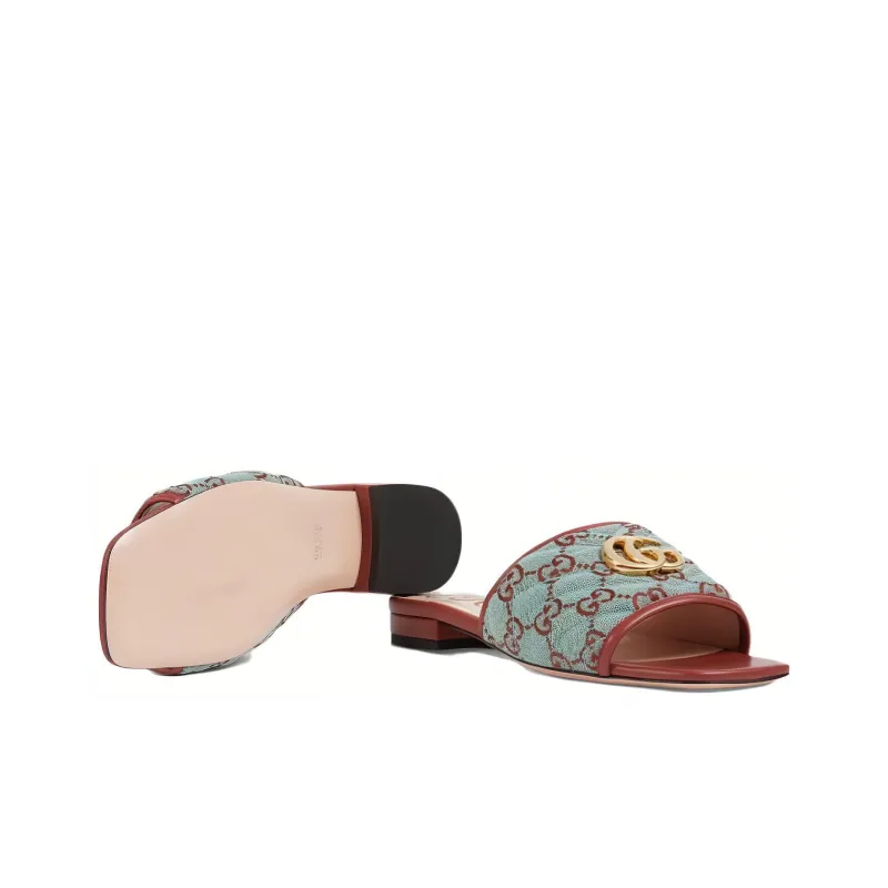 GUCCI Slide Slippers Women's Blue Brown-4