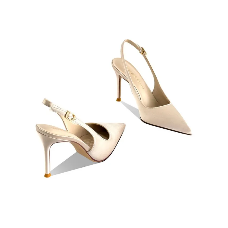 Lan Miao Slim Heel High Heels Women's Champagne-4