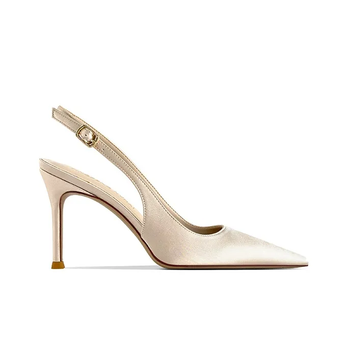 Lan Miao Slim Heel High Heels Women's Champagne-2