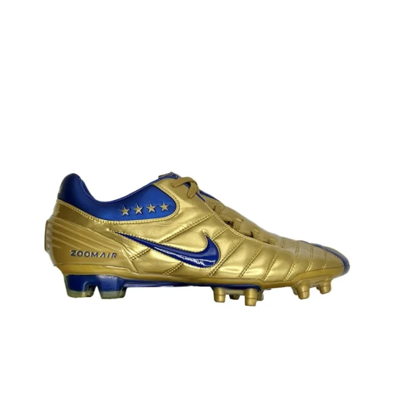 Nike T90 FG Rubber Long Studs Anti Slip Wear Resistant Soccer Shoes Unisex Gold-1