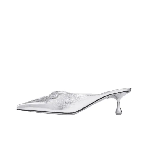 Jimmy Choo Closed Toe Slippers 3.5cm Women's Silver