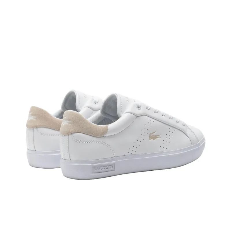 LACOSTE Powercourt 2.0 Wear resistant And Lightweight Low Top Skateboard Shoes Women's White-3