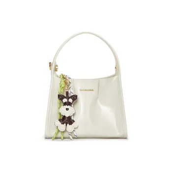 CNOLES Cow Leather Handbag Women's Cream White