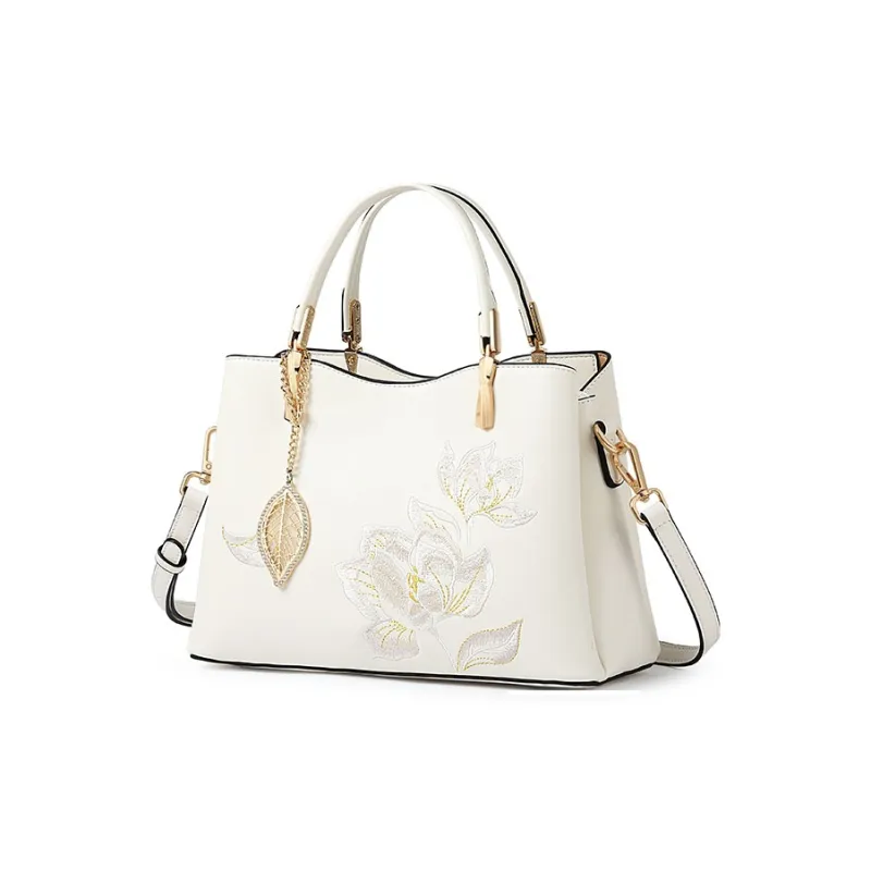 TUCANO Cow Leather With Synthetic Leather Shoulder Bag, Crossbody Bag, Handbag Regular Women's Ecru-1