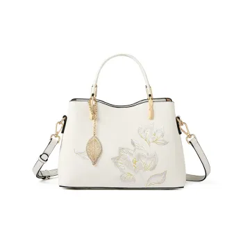 TUCANO Cow Leather With Synthetic Leather Shoulder Bag, Crossbody Bag, Handbag Regular Women's Ecru