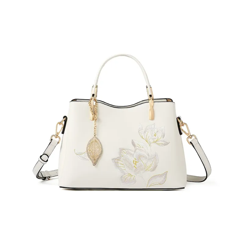 TUCANO Cow Leather With Synthetic Leather Shoulder Bag, Crossbody Bag, Handbag Regular Women's Ecru-0