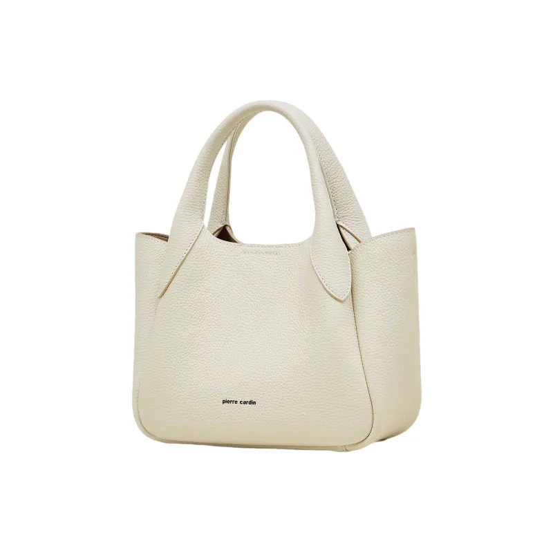 PIERRE CARDIN Top Grain Cow Leather Handbag, Shoulder Bag, Crossbody Bag Medium Size Women's Black//Beige/Elephant Gray-4