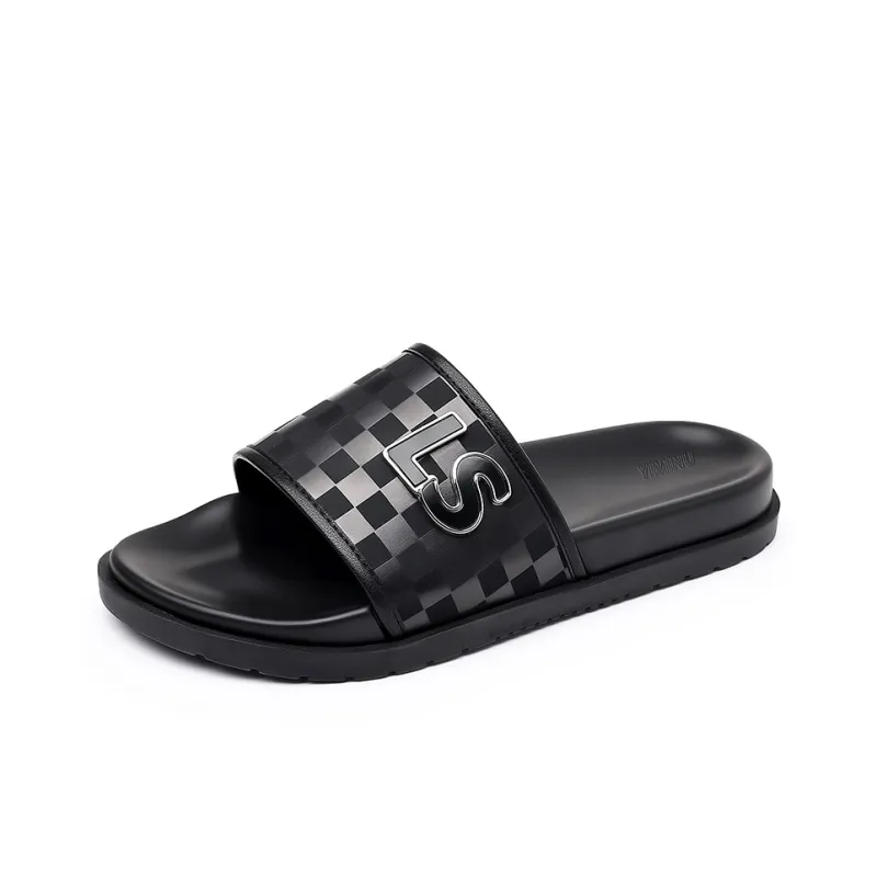 Eminu Cut Out Abrasion Resistant Slide Slippers Men's Black-0