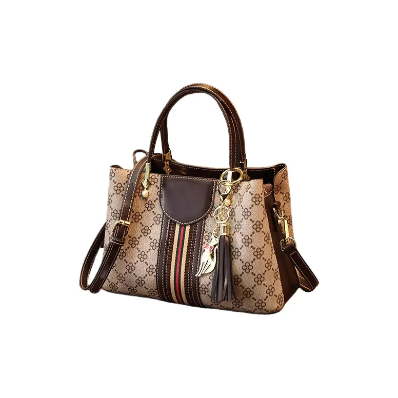 PESASRIE PVC Tote Shoulder Bag, Crossbody Bag, Handbag Women's Coffee-3