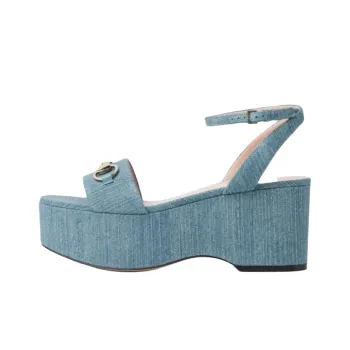 GUCCI Horsebit One Strap Sandals 7.3cm Women's Blue