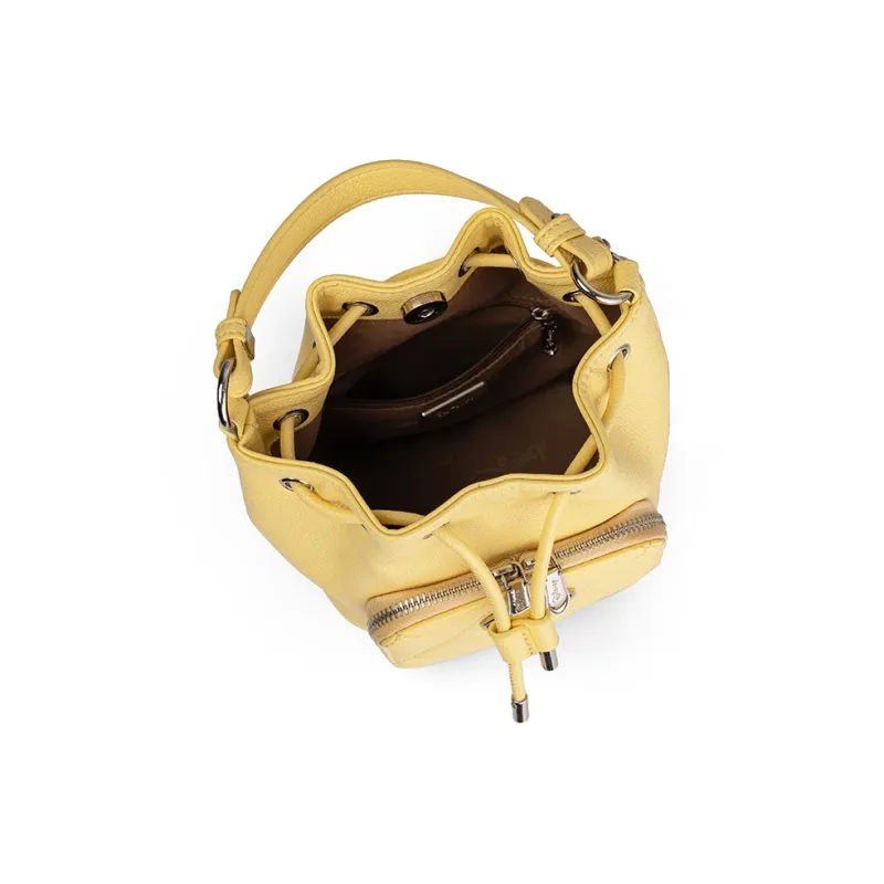Disney Synthetic Leather, Textile Mosaic Bucket Bag, One Shoulder Handbag Women's Yellow-3