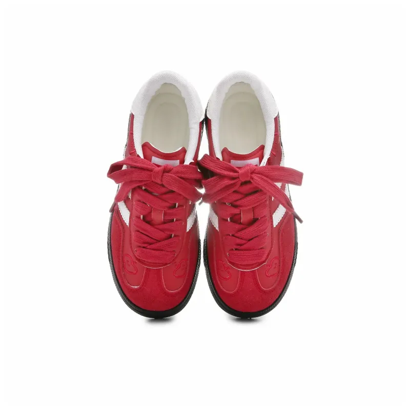 ABCIO Skateboard Shoes Women's Low Top Red Apple/White Red/Green Apple-3