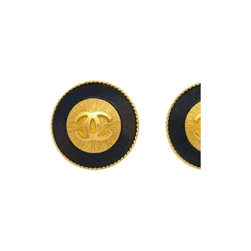 CHANEL 1994 Plated Cc Round Clip On Earrings Costume Earrings-2