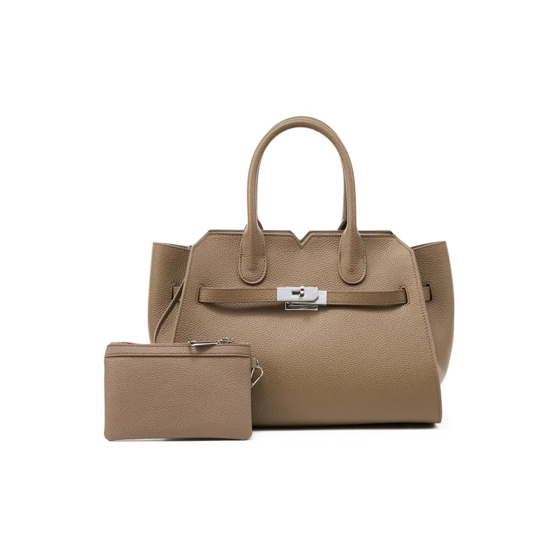PIERRE CARDIN Cow Leather Shoulder Bag, Handbag Tubas Women's Black/Elephant Grey/Beige-7