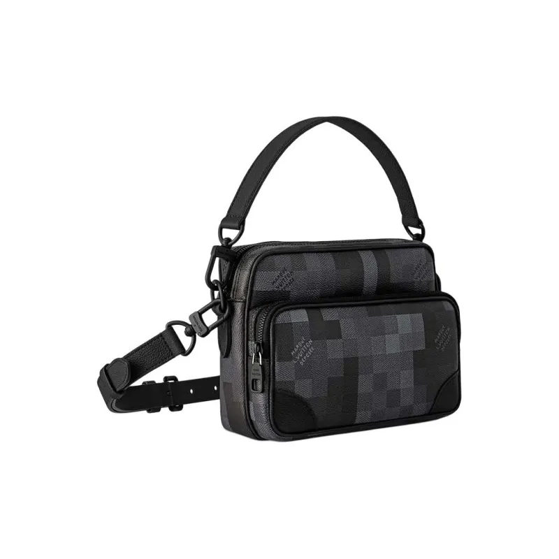 LOUIS VUITTON Nil Damoflage Black Coated Canvas Shoulder Bag, Crossbody Bag, Handbag Men's Black-1