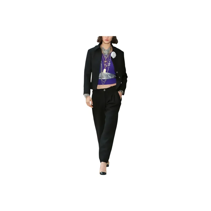 CHANEL Casual Pants Women's Black-0