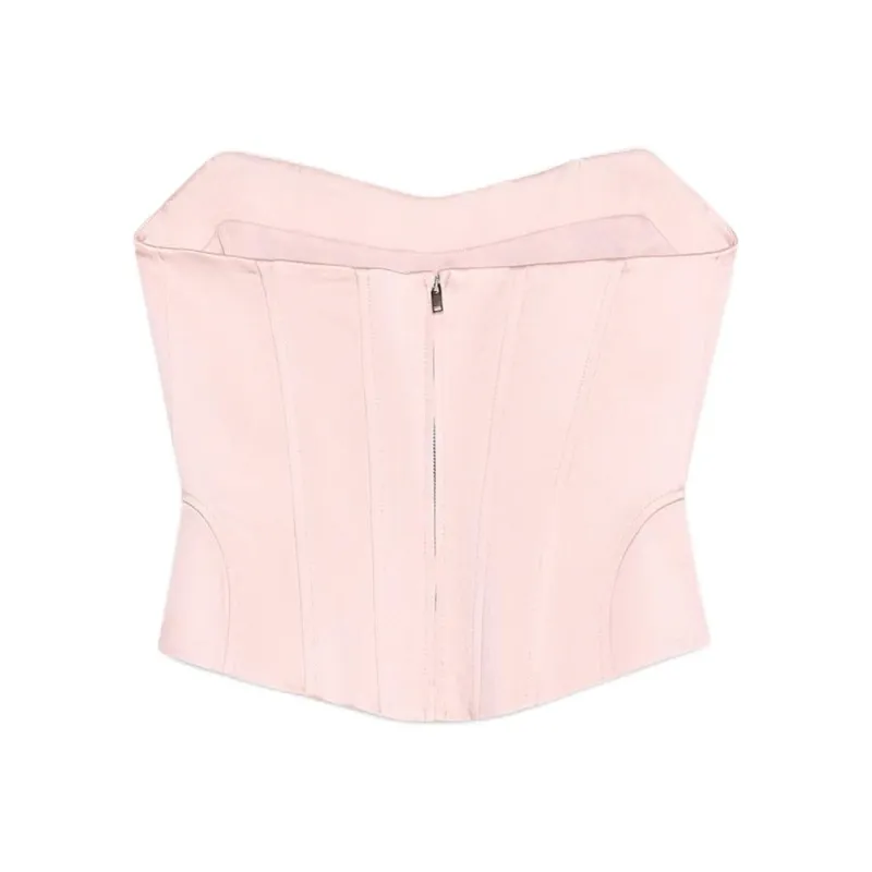 ZARA Strapless Tops Women's Light Pink Red-1