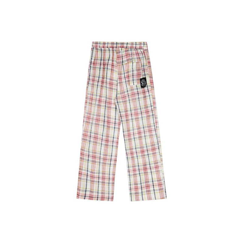 VINMUK Casual Pants Women's Pink Plaid-1